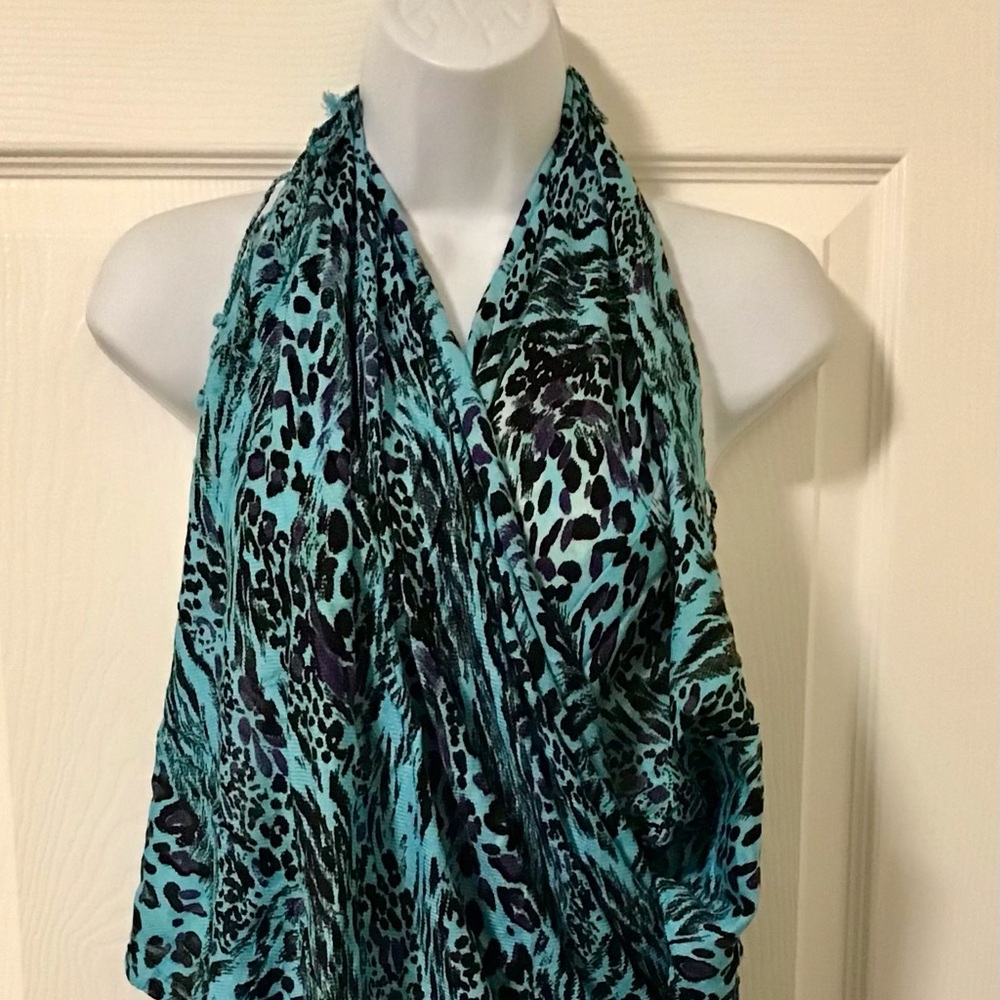 Blue and Black Animal Print stole scarf wrap
